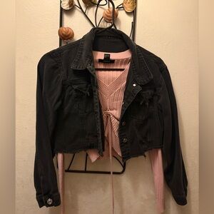 SHEIN Black Denim Cropped Jacket